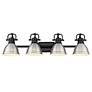 2_Duncan 33 1/2"W Black 4-Light Bath Light with Pewter Shades more views