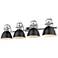 Duncan 33 1/2"W Chrome and Matte Black 4-Light Bath Light