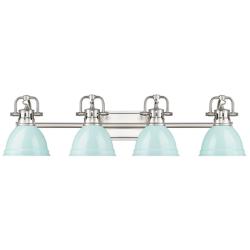 Duncan 33 1/2"W Pewter 4-Light Bath Light with Seafoam Shade
