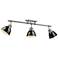 Duncan 35 3/8" Wide Pewter 3-Light Semi-Flush With Black Shades
