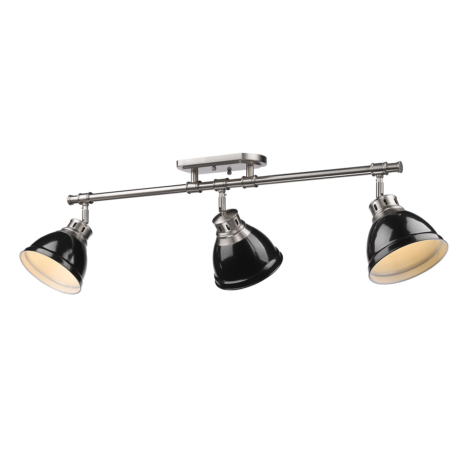 Image 3 Duncan 35 3/8" Wide Pewter 3-Light Semi-Flush With Black Shades more views