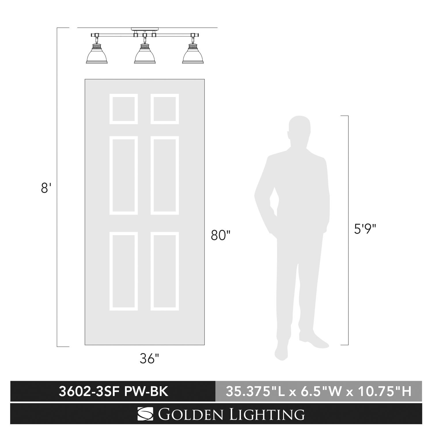 Image 4 Duncan 35 3/8" Wide Pewter 3-Light Semi-Flush With Black Shades more views