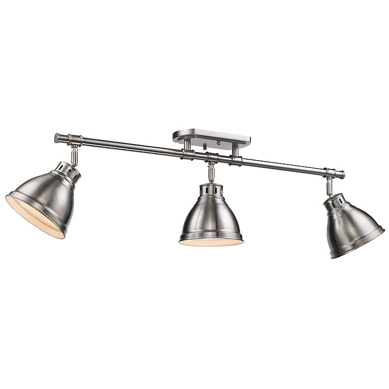 Image 1 Duncan 35 3/8 inch Wide Pewter 3-Light Semi-Flush With Pewter Shades
