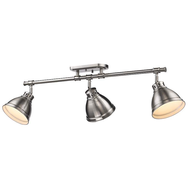 Image 3 Duncan 35 3/8" Wide Pewter 3-Light Semi-Flush With Pewter Shades more views
