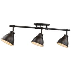 Duncan 35 3/8&quot; Wide Rubbed Bronze 3-Light Semi-Flush With Rubbed Bronz