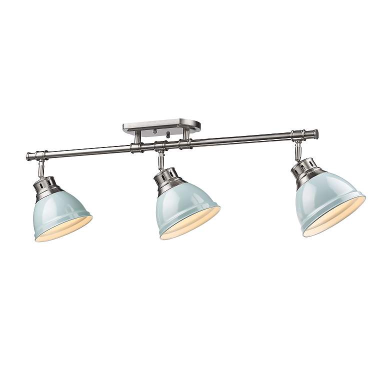 Image 2 Duncan 35 1/2"W Pewter with Seafoam 3-Light Ceiling Light more views