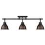 1_Duncan 35 1/4" Wide Matte Black and Rubbed Bronze 3-Light Track Light