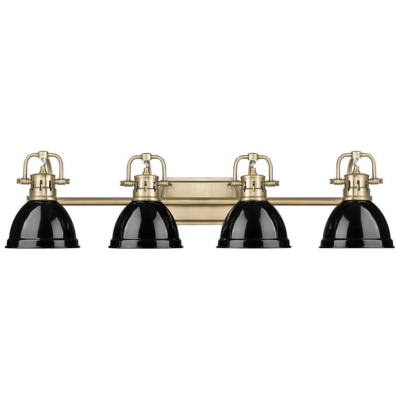 Image 1 Duncan 4-Light Bath Vanity in Aged Brass with Black
