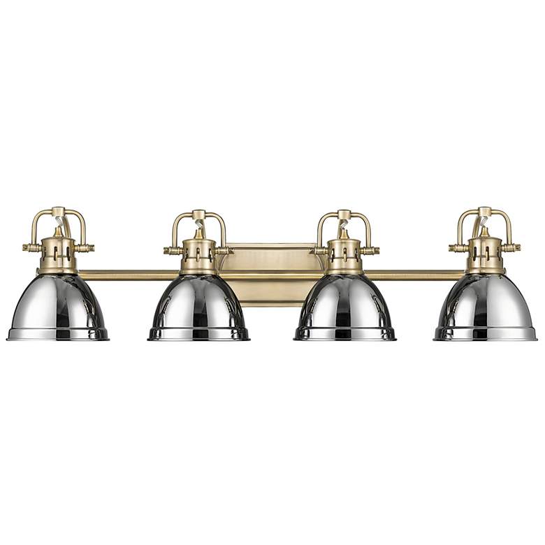 Image 1 Duncan 4-Light Bath Vanity in Aged Brass with Chrome