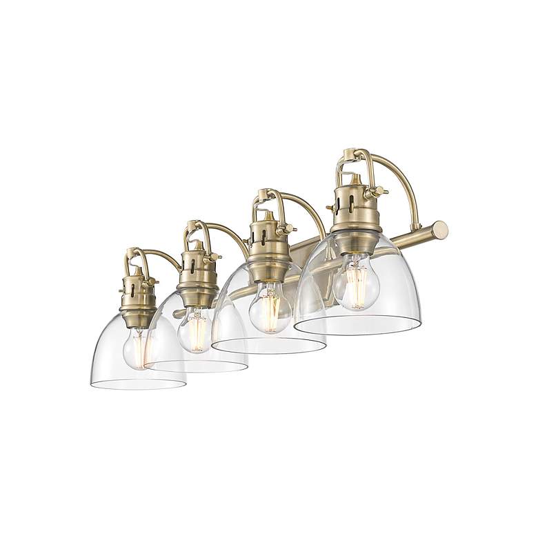 Image 2 Duncan 4-Light Bath Vanity in Aged Brass with Clear Glass more views
