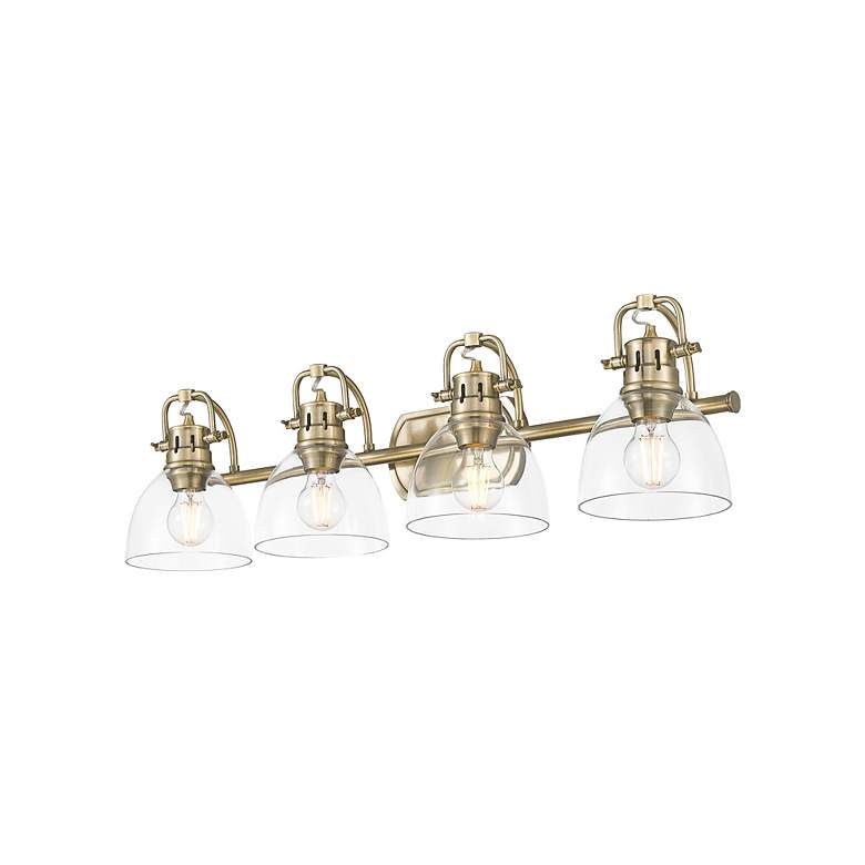 Image 3 Duncan 4-Light Bath Vanity in Aged Brass with Clear Glass more views