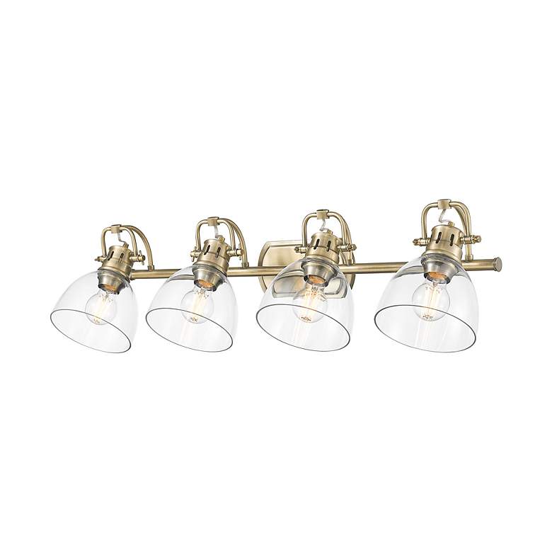 Image 5 Duncan 4-Light Bath Vanity in Aged Brass with Clear Glass more views