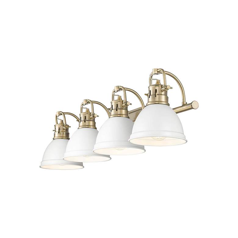 Image 2 Duncan 4-Light Bath Vanity in Aged Brass with Matte White more views