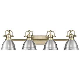 Image1 of Duncan 4-Light Bath Vanity in Aged Brass with Pewter