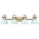 Duncan 4-Light Bath Vanity in Aged Brass with Seafoam