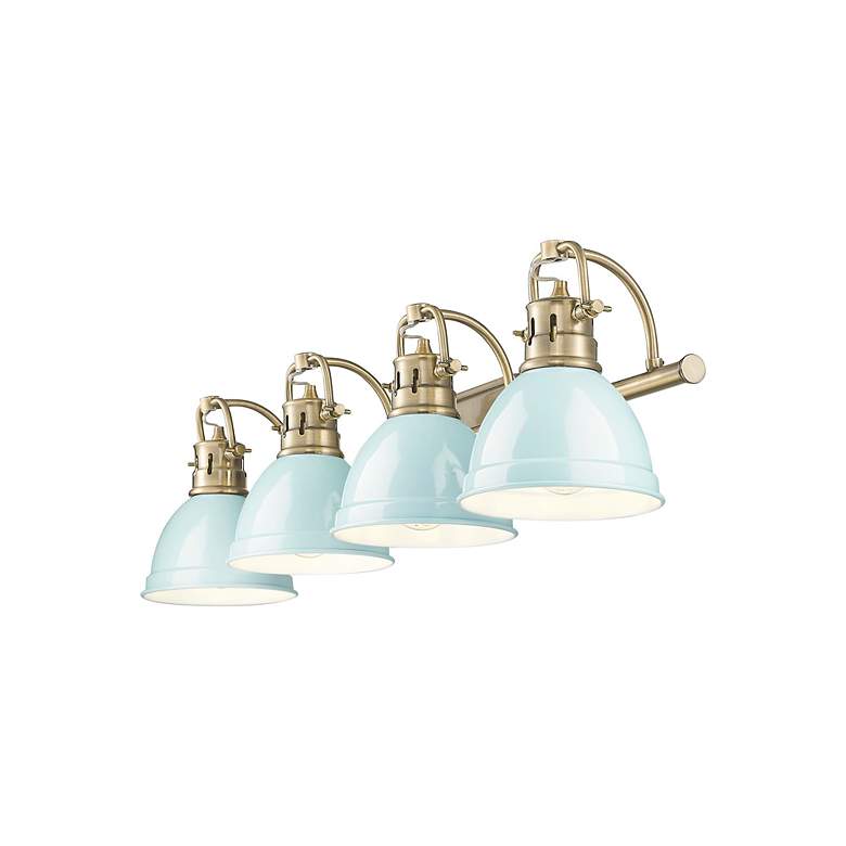 Image 2 Duncan 4-Light Bath Vanity in Aged Brass with Seafoam more views