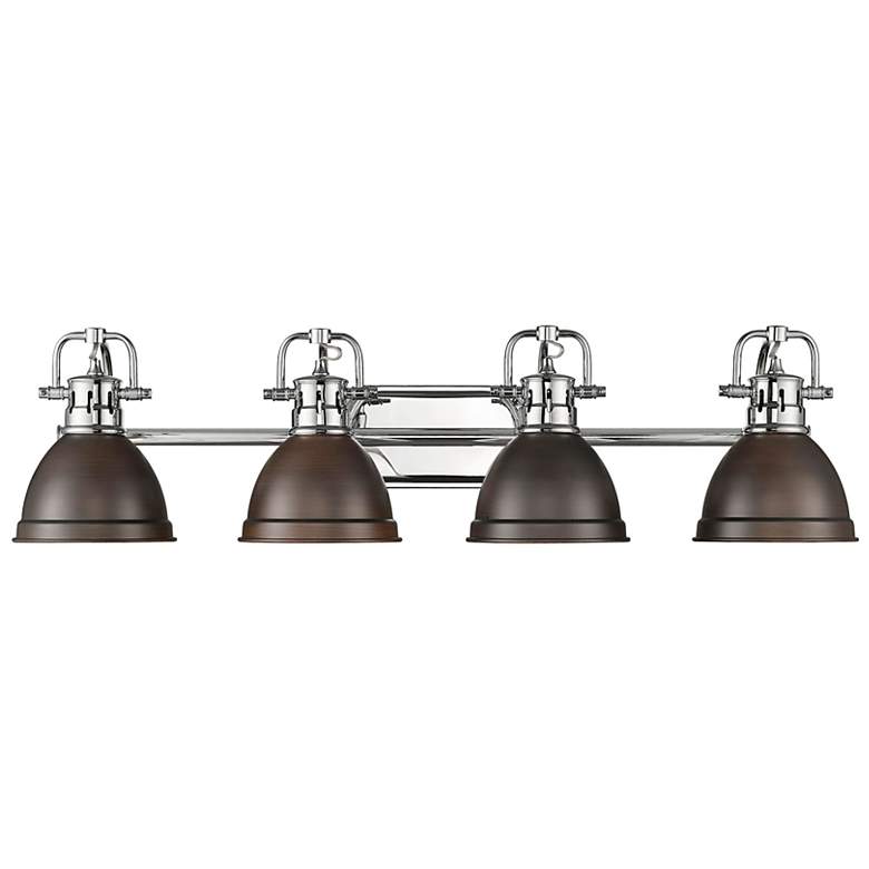 Image 1 Duncan 4-Light Bath Vanity in Chrome with Rubbed Bronze