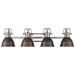 Duncan 4-Light Bath Vanity in Chrome with Rubbed Bronze