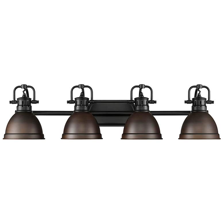 Image 1 Duncan 4-Light Bath Vanity in Matte Black with Rubbed Bronze