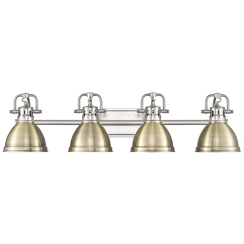 Image 1 Duncan 4-Light Bath Vanity in Pewter with Aged Brass