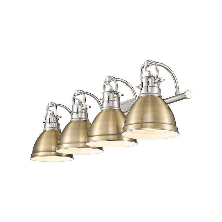 Image 2 Duncan 4-Light Bath Vanity in Pewter with Aged Brass more views