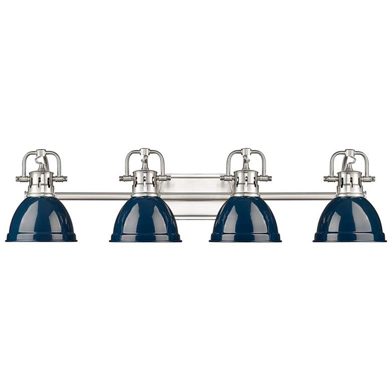 Image 1 Duncan 4-Light Bath Vanity in Pewter with Matte Navy