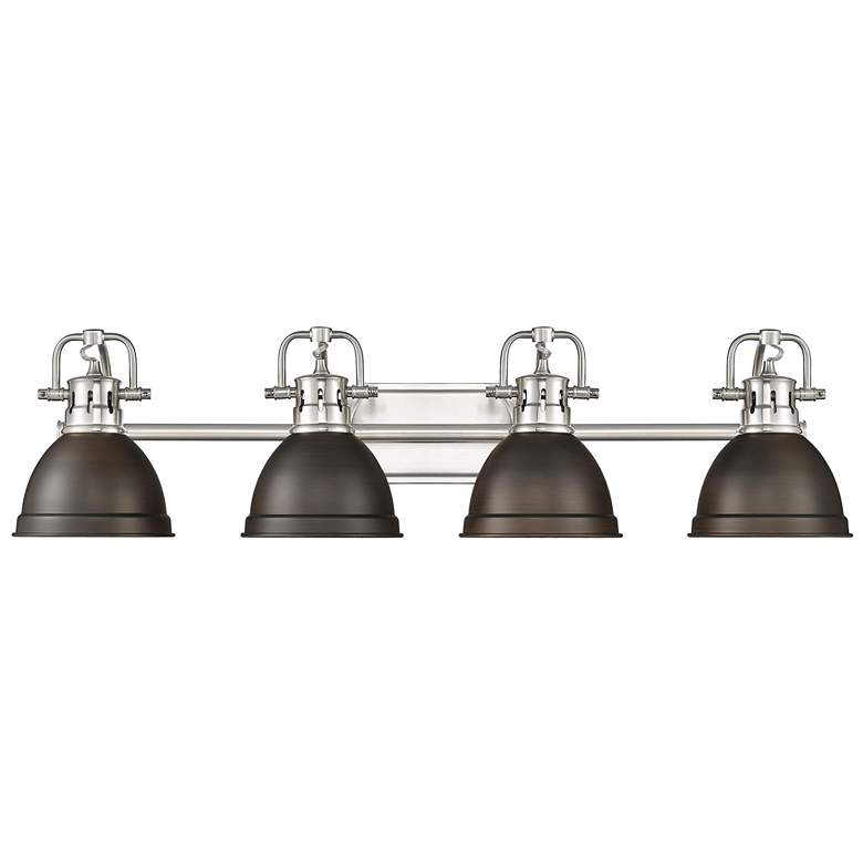 Image 1 Duncan 4-Light Bath Vanity in Pewter with Rubbed Bronze
