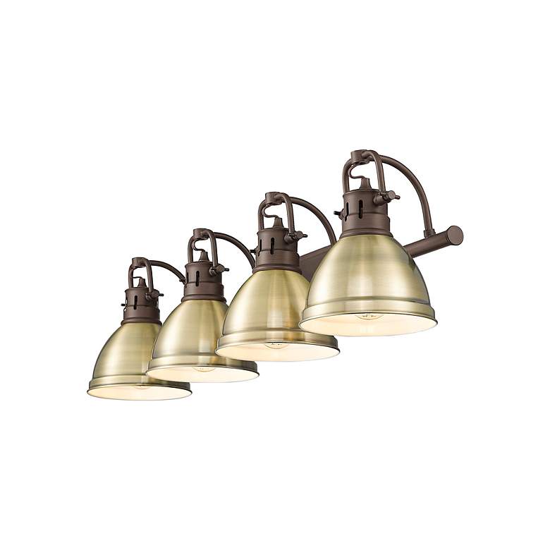 Image 2 Duncan 4-Light Bath Vanity in Rubbed Bronze with Aged Brass more views