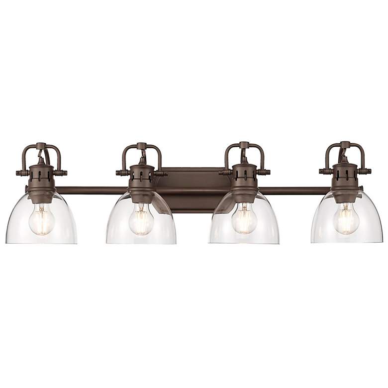 Image 1 Duncan 4-Light Bath Vanity in Rubbed Bronze with Clear Glass