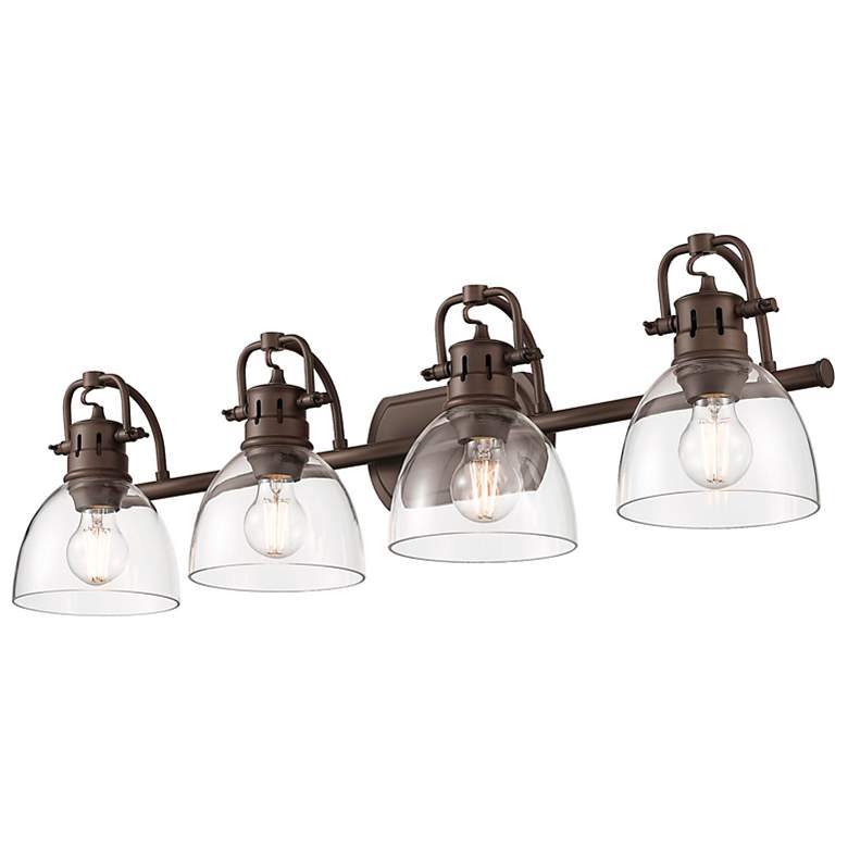 Image 3 Duncan 4-Light Bath Vanity in Rubbed Bronze with Clear Glass more views