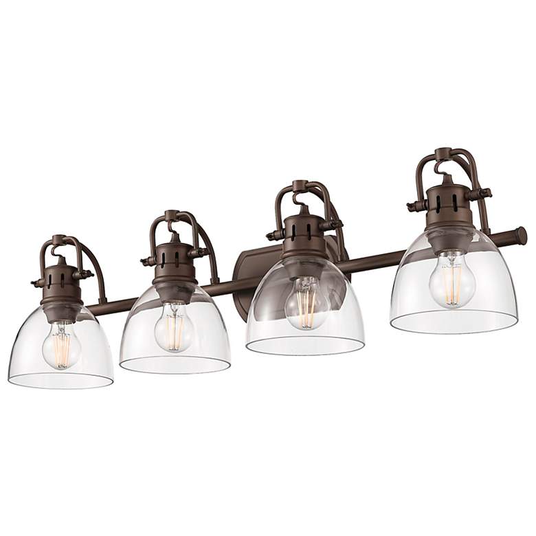 Image 4 Duncan 4-Light Bath Vanity in Rubbed Bronze with Clear Glass more views