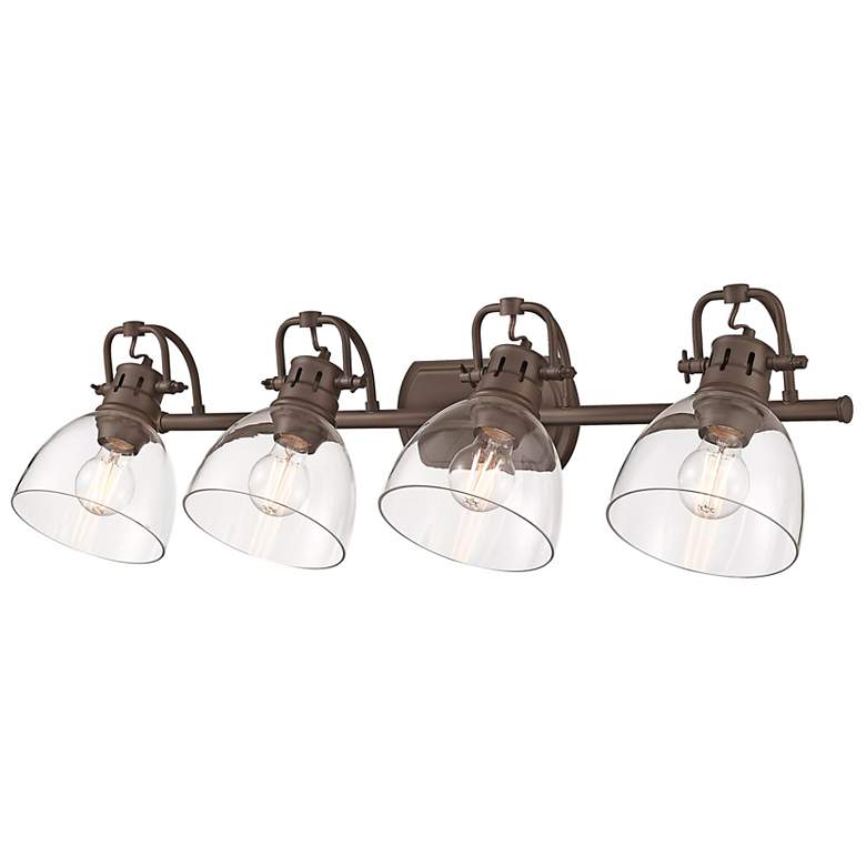 Image 5 Duncan 4-Light Bath Vanity in Rubbed Bronze with Clear Glass more views