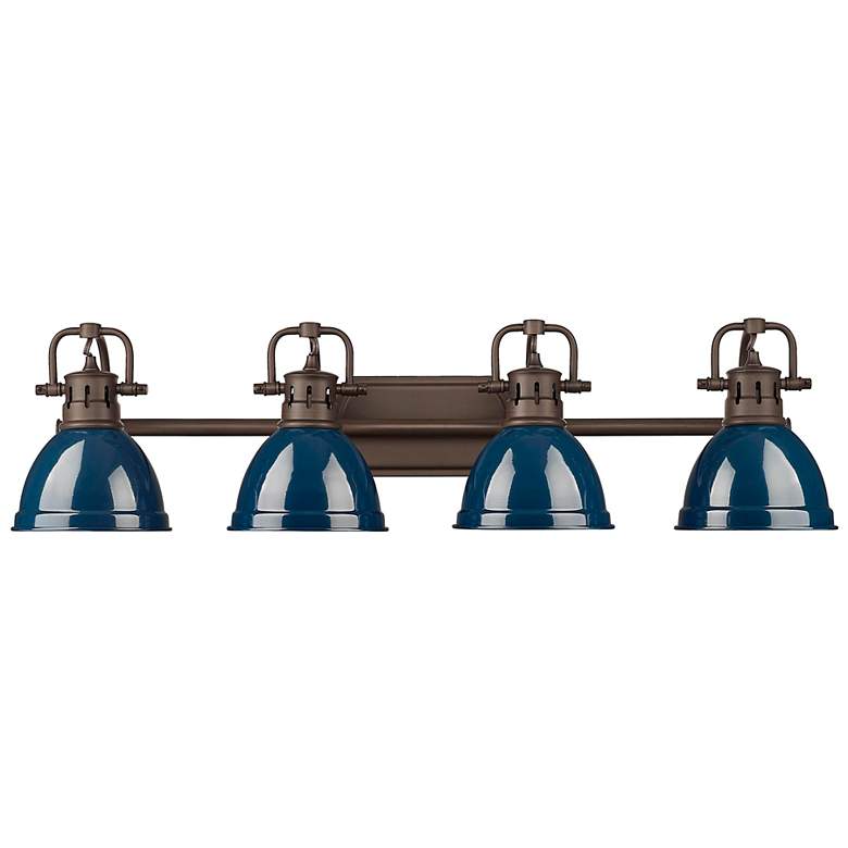 Image 1 Duncan 4-Light Bath Vanity in Rubbed Bronze with Matte Navy