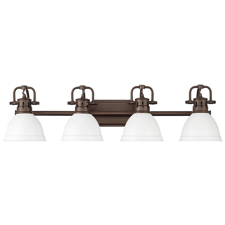 Image 1 Duncan 4-Light Bath Vanity in Rubbed Bronze with Matte White