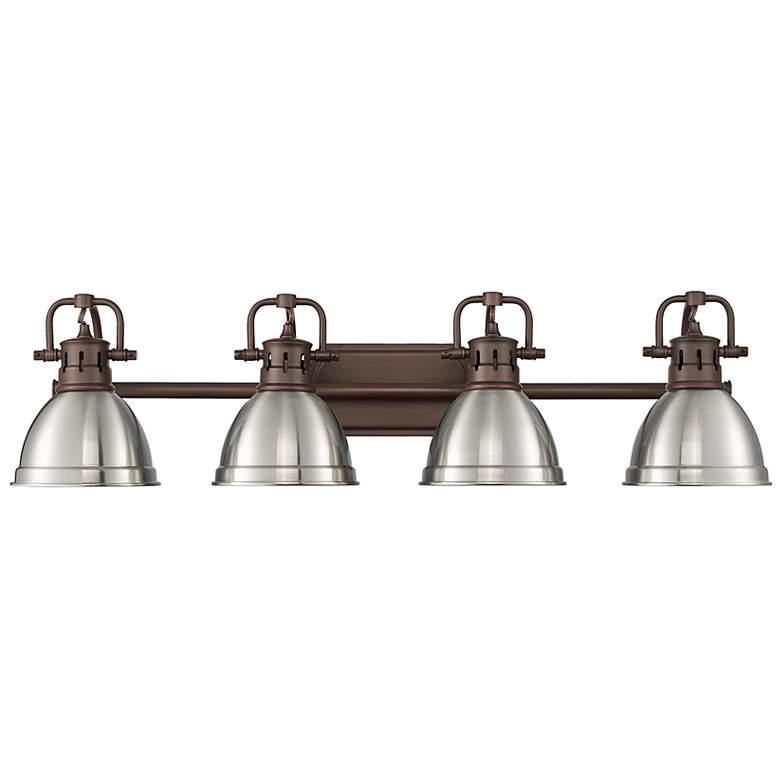 Image 1 Duncan 4-Light Bath Vanity in Rubbed Bronze with Pewter