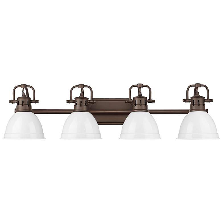 Image 1 Duncan 4-Light Bath Vanity in Rubbed Bronze with White