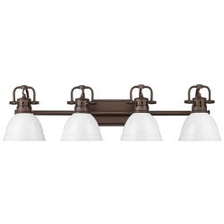 Duncan 4-Light Bath Vanity in Rubbed Bronze with White