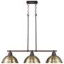 1_Duncan 40" Wide Bronze and Aged Brass 3-Light Linear Pendant