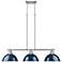 Duncan 40" Wide Pewter 3-Light Linear Pendant w/ Navy Shades