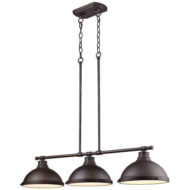 Duncan 40 inch Wide Rubbed Bronze 3-Light Linear Chandelier more views