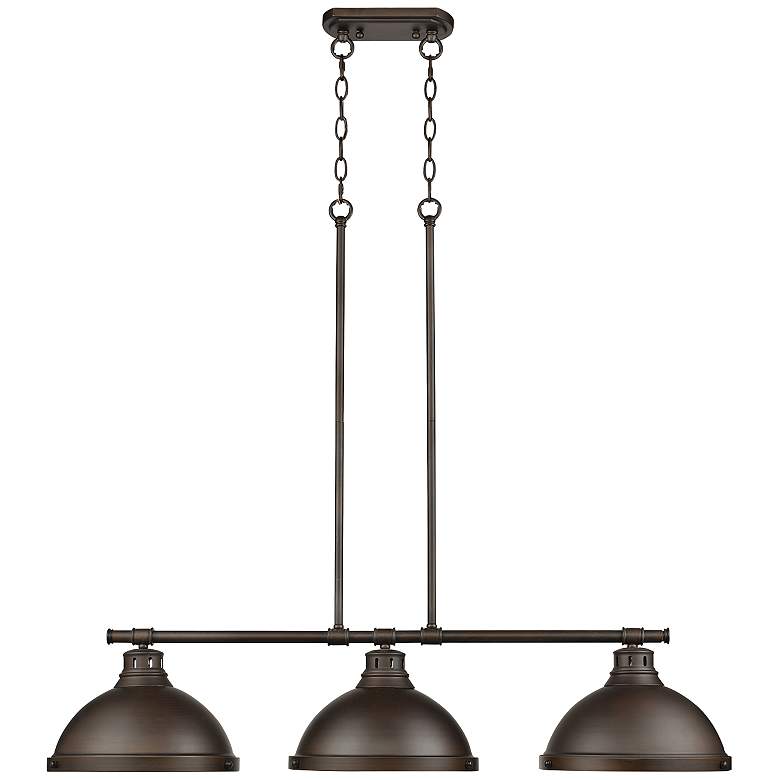 Image 2 Duncan 40" Wide Rubbed Bronze 3-Light Linear Dome Chandelier