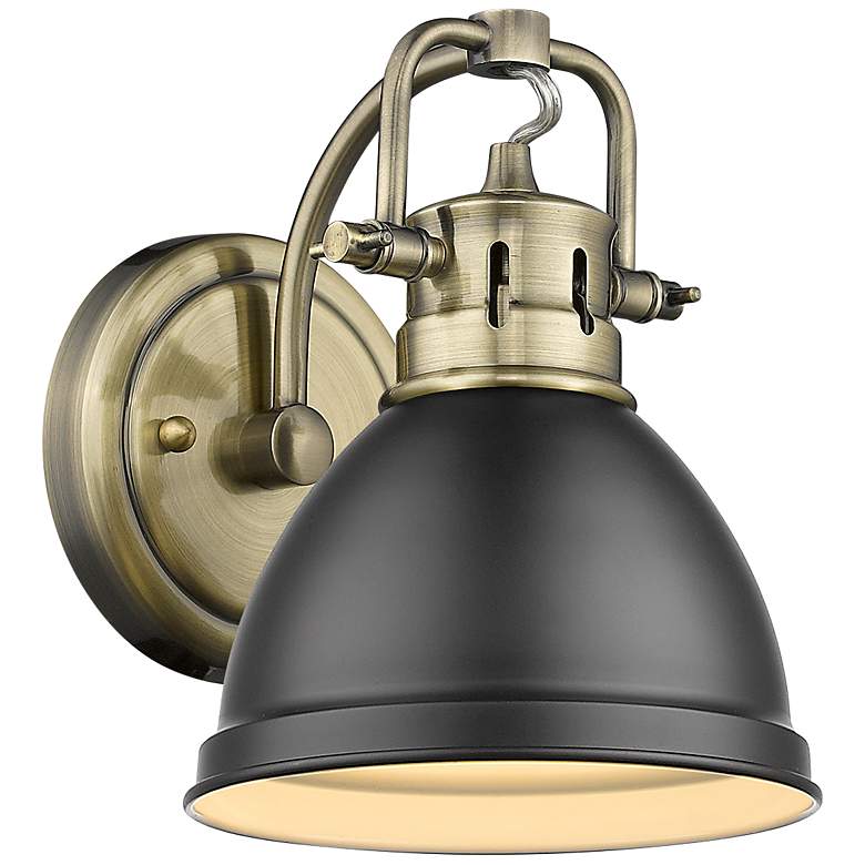 Image 1 Duncan 6 1/2" Wide Aged Brass 1-Light Wall Sconce with Matte Black