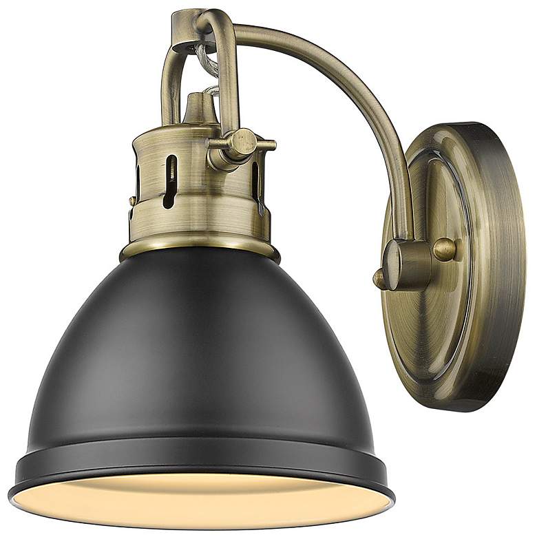 Image 3 Duncan 6 1/2" Wide Aged Brass 1-Light Wall Sconce with Matte Black more views