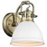 Duncan 6 1/2" Wide Aged Brass 1-Light Wall Sconce with Matte White