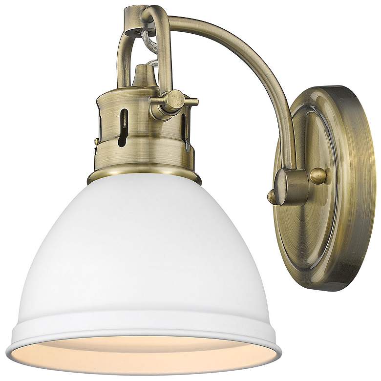 Image 2 Duncan 6 1/2" Wide Aged Brass 1-Light Wall Sconce with Matte White more views