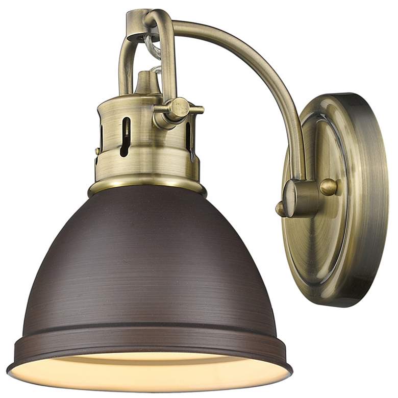 Image 1 Duncan 6 1/2" Wide Aged Brass 1-Light Wall Sconce with Rubbed Bronze
