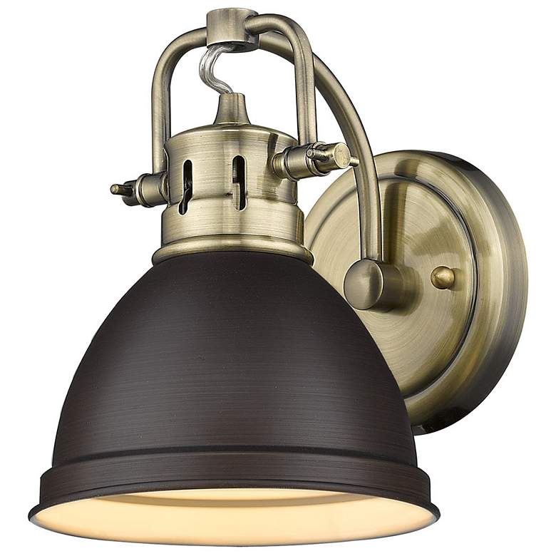 Image 2 Duncan 6 1/2" Wide Aged Brass 1-Light Wall Sconce with Rubbed Bronze more views