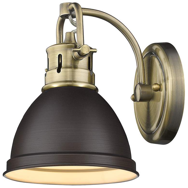 Image 3 Duncan 6 1/2" Wide Aged Brass 1-Light Wall Sconce with Rubbed Bronze more views