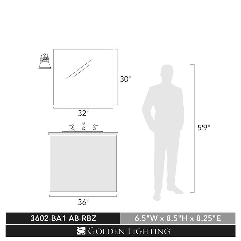 Image 4 Duncan 6 1/2" Wide Aged Brass 1-Light Wall Sconce with Rubbed Bronze more views