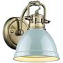 Duncan 6 1/2" Wide Aged Brass 1-Light Wall Sconce with Seafoam